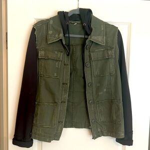 Free People size medium cargo button up hooded jacket